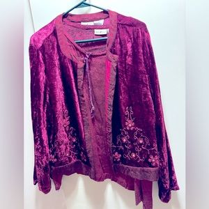 White Stag brand 2-piece velvet set long sleeve blouse and jacket